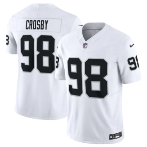 Men Las Vegas Raiders #98 Maxx Crosby White 2023 F.U.S.E Vapor Untouchable Stitched Football Jersey