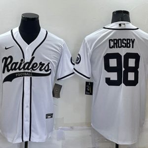 Men Las Vegas Raiders #98 Maxx Crosby White Cool Base Stitched Baseball Jersey