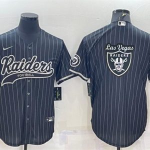 Men Las Vegas Raiders Black Team Big Logo With Patch Cool Base Stitched Baseball Jersey