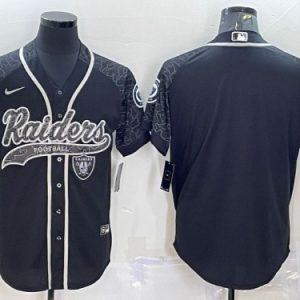 Men Las Vegas Raiders Blank Black Reflective With Patch Cool Base Stitched Baseball Jersey