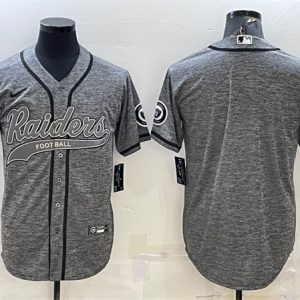 Men Las Vegas Raiders Blank Gray With Patch Cool Base Stitched Baseball Jersey