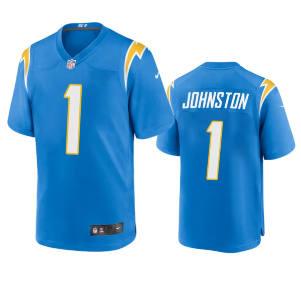 Men Los Angeles Chargers #1 Quentin Johnston Blue Stitched Game Jersey