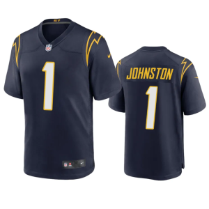 Men Los Angeles Chargers #1 Quentin Johnston Navy Stitched Game Jersey