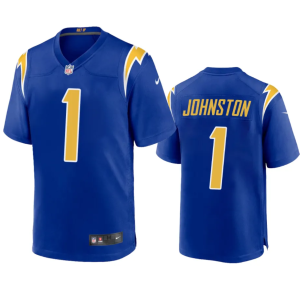 Men Los Angeles Chargers #1 Quentin Johnston Royal Stitched Game Jersey