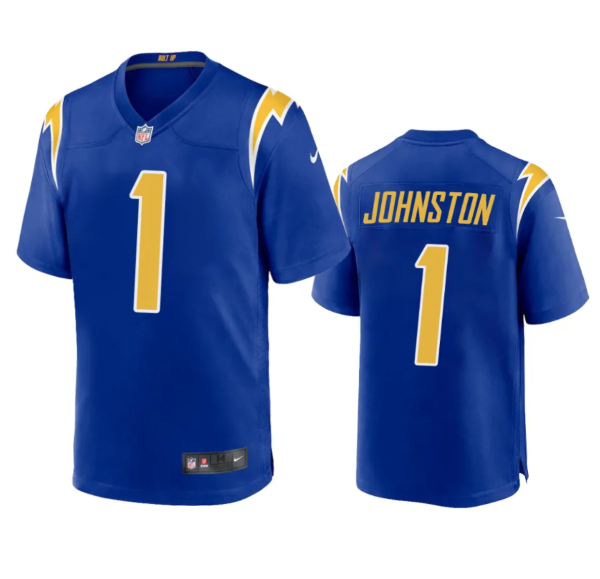 Men Los Angeles Chargers #1 Quentin Johnston Royal Stitched Game Jersey