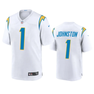 Men Los Angeles Chargers #1 Quentin Johnston White Stitched Game Jersey