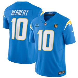 Men Los Angeles Chargers #10 Justin Herbert Blue 2023 F.U.S.E. With 3-star C Patch And John Madden Patch Vapor Limited Football Stitched Jersey