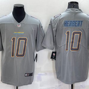 Men Los Angeles Chargers #10 Justin Herbert Gray Atmosphere Fashion Stitched Game Jersey