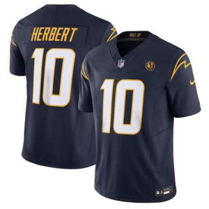 Men Los Angeles Chargers #10 Justin Herbert Navy 2023 F.U.S.E. With John Madden Patch Vapor Limited Football Stitched Jersey