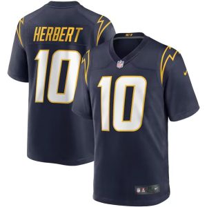 Men Los Angeles Chargers #10 Justin Herbert Navy Stitched Game Jersey