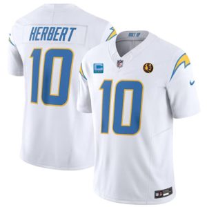 Men Los Angeles Chargers #10 Justin Herbert White 2023 F.U.S.E. With 3-star C Patch And John Madden Patch Vapor Limited Football Stitched Jersey