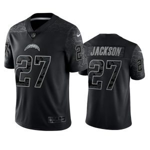 Men Los Angeles Chargers #27 J.C. Jackson Black Reflective Limited Stitched Football Jersey