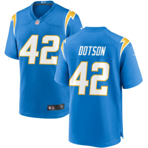 Men Los Angeles Chargers #42 Elijah Dotson Blue Stitched Game Jersey