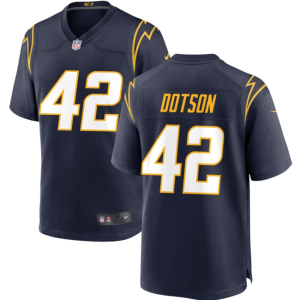 Men Los Angeles Chargers #42 Elijah Dotson Navy Stitched Game Jersey