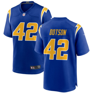 Men Los Angeles Chargers #42 Elijah Dotson Royal Stitched Game Jersey