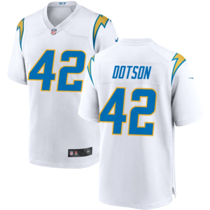 Men Los Angeles Chargers #42 Elijah Dotson White Stitched Game Jersey