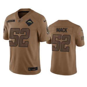 Men Los Angeles Chargers #52 Khalil Mack 2023 Brown Salute To Service Limited Football Stitched Jersey