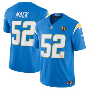 Men Los Angeles Chargers #52 Khalil Mack Light Blue 2023 F.U.S.E. With John Madden Patch Vapor Limited Football Stitched Jersey