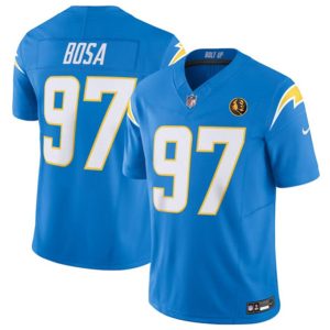 Men Los Angeles Chargers #97 Joey Bosa Light Blue 2023 F.U.S.E. With John Madden Patch Vapor Limited Football Stitched Jersey