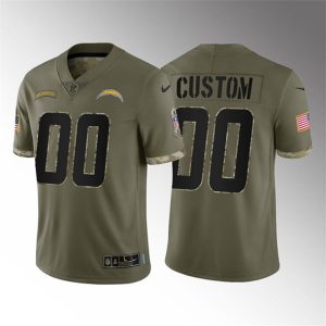 Men Los Angeles Chargers Active Player Custom 2022 Olive Salute To Service Limited Stitched Jersey