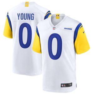 Men Los Angeles Rams #0 PByron Young White Football Stitched Game Jersey