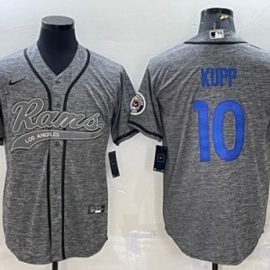 Men Los Angeles Rams #10 Cooper Kupp Gray With Patch Cool Base Stitched Baseball Jersey