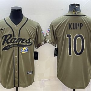 Men Los Angeles Rams #10 Cooper Kupp Olive 2022 Salute to Service Cool Base Stitched Baseball Jersey