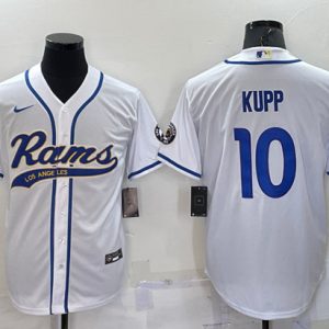 Men Los Angeles Rams #10 Cooper Kupp White With Patch Cool Base Stitched Baseball Jersey