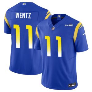 Men Los Angeles Rams #11 Carson Wentz Blue 2023 F.U.S.E. Vapor Untouchable Limited Football Stitched Jersey