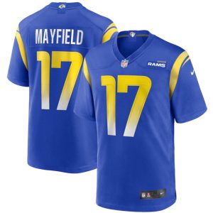 Men Los Angeles Rams #17 Baker Mayfield Royal Stitched Game Jersey