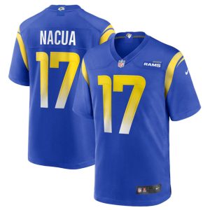 Men Los Angeles Rams #17 Puka Nacua Blue Football Stitched Game Jersey