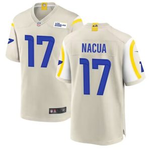 Men Los Angeles Rams #17 Puka Nacua Bone Football Stitched Game Jersey