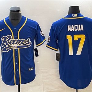 Men Los Angeles Rams #17 Puka Nacua Royal Cool Base Stitched Baseball Jersey