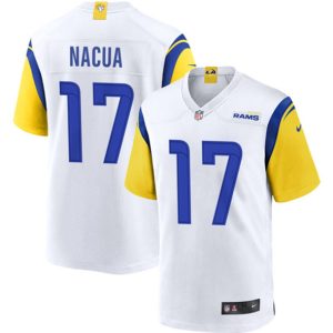 Men Los Angeles Rams #17 Puka Nacua White Football Stitched Game Jersey