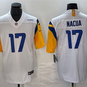 Men Los Angeles Rams #17 Puka Nacua White Vapor Untouchable Limited Football Stitched Jersey