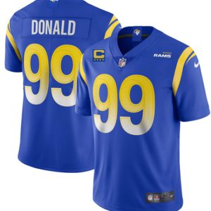 Men Los Angeles Rams 2022 #99 Aaron Donald Blue With 4-star C Patch Stitched NFL Jersey