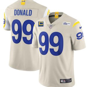 Men Los Angeles Rams 2022 #99 Aaron Donald Bone White With 4-star C Patch Stitched NFL Jersey