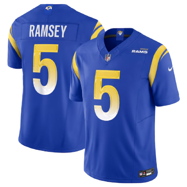 Men Los Angeles Rams #5 Jalen Ramsey Blue 2023 F.U.S.E. Vapor Untouchable Limited Football Stitched Jersey