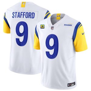 Men Los Angeles Rams #9 Matthew Stafford White 2023 F.U.S.E. With 4-Star C Patch Vapor Untouchable Limited Football Stitched Jersey