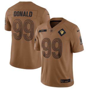 Men Los Angeles Rams #99 Aaron Donald 2023 Brown Salute To Service Limited Football Stitched Jersey