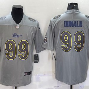 Men Los Angeles Rams #99 Aaron Donald Gray With Patch Atmosphere Fashion Stitched Jersey