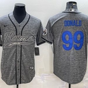 Men Los Angeles Rams #99 Aaron Donald Gray With Patch Cool Base Stitched Baseball Jersey