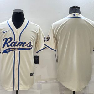 Men Los Angeles Rams Blank Bone Cool Base Stitched Baseball Jersey