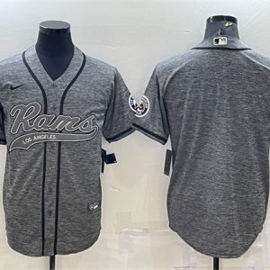 Men Los Angeles Rams Blank Gray With Patch Cool Base Stitched Baseball Jersey