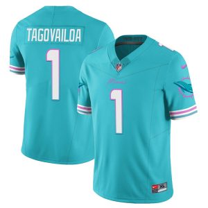 Men Miami Dolphins #1 Tua Tagovailoa Aqua 2023 F.U.S.E Alternate Vapor Limited Football Stitched Jersey