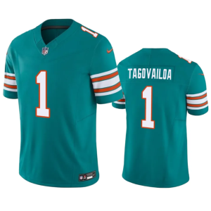 Men Miami Dolphins #1 Tua Tagovailoa Aqua 2023 F.U.S.E Vapor Limited Stitched Football Jersey