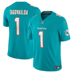 Men Miami Dolphins #1 Tua Tagovailoa Aqua 2023 F.U.S.E Vapor Limited Stitched Football Jersey