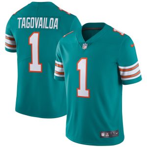 Men Miami Dolphins #1 Tua Tagovailoa Aqua Vapor Stitched Jersey