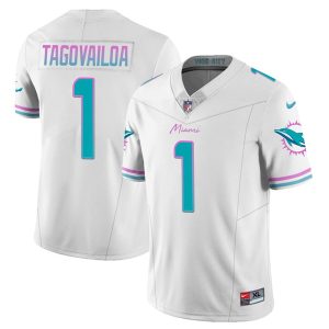 Men Miami Dolphins #1 Tua Tagovailoa White 2023 F.U.S.E Alternate Vapor Limited Football Stitched Jersey