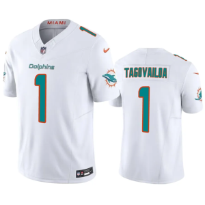 Men Miami Dolphins #1 Tua Tagovailoa White 2023 F.U.S.E Vapor Limited Stitched Football Jersey